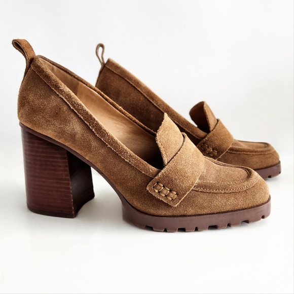 Crown Vintage Alivia Brown Suede Leather Retro Heels With Lug Sole, Size 9 - Picture 9 of 16